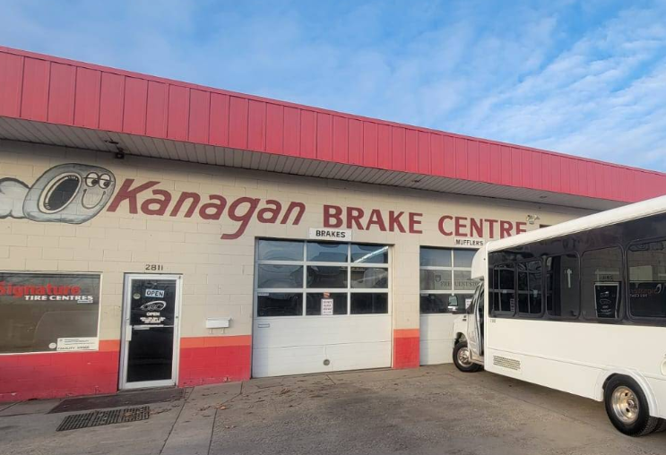Actual OBC Automotive workshop at 2811 45th Avenue, Vernon, with the Okanagan Brake Centre sign
